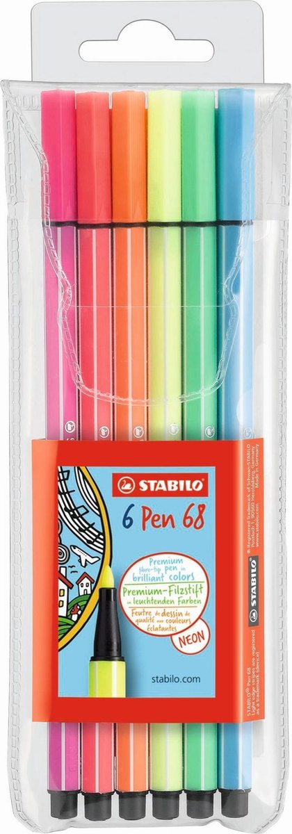 Stabilo Viltstift Pen 68 Neon - Wit