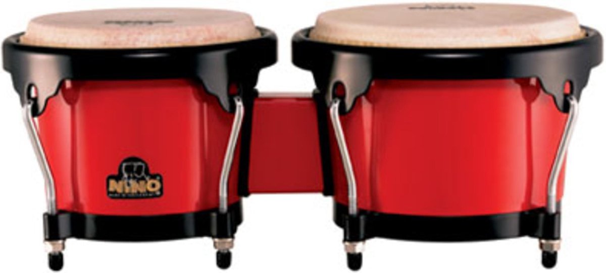 Nino Percussion NINO17R-BK 6.5 en 7.5 inch bongo rood