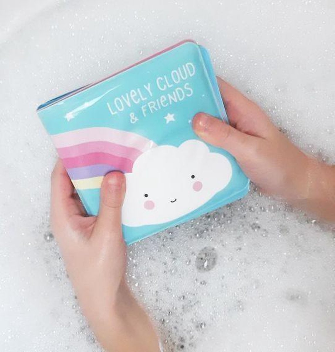 A Little Lovely Company Badboekje Cloud&friends 12 Cm Foam/roze - Blauw