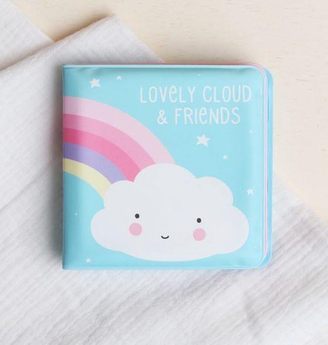 A Little Lovely Company Badboekje Cloud&friends 12 Cm Foam/roze - Blauw