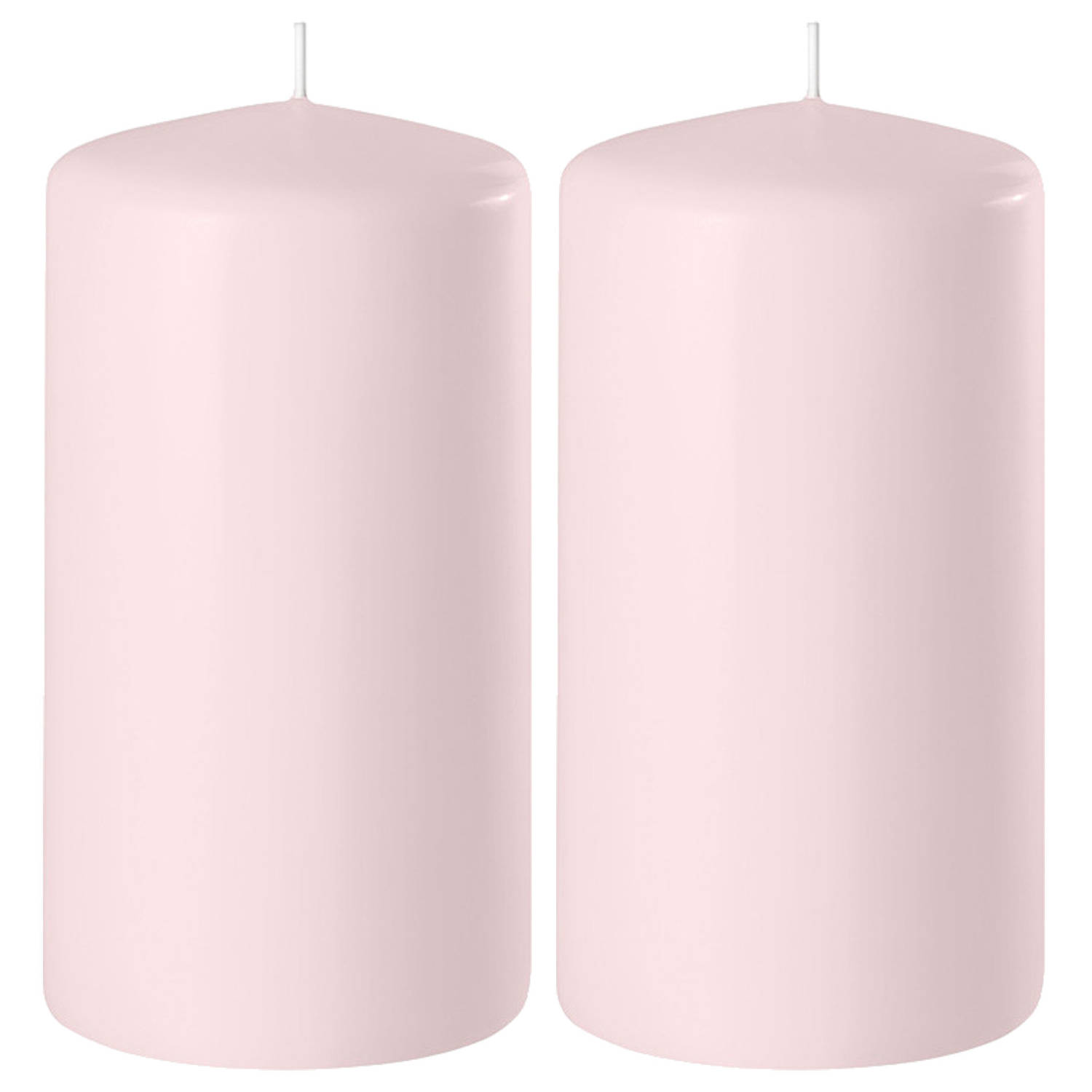 Enlightening Candles 2x Licht Cilinderkaarsen/stompkaarsen 6 X 12 Cm 45 Branduren - Geurloze Kaarsen Licht - Woondecoraties - Roze