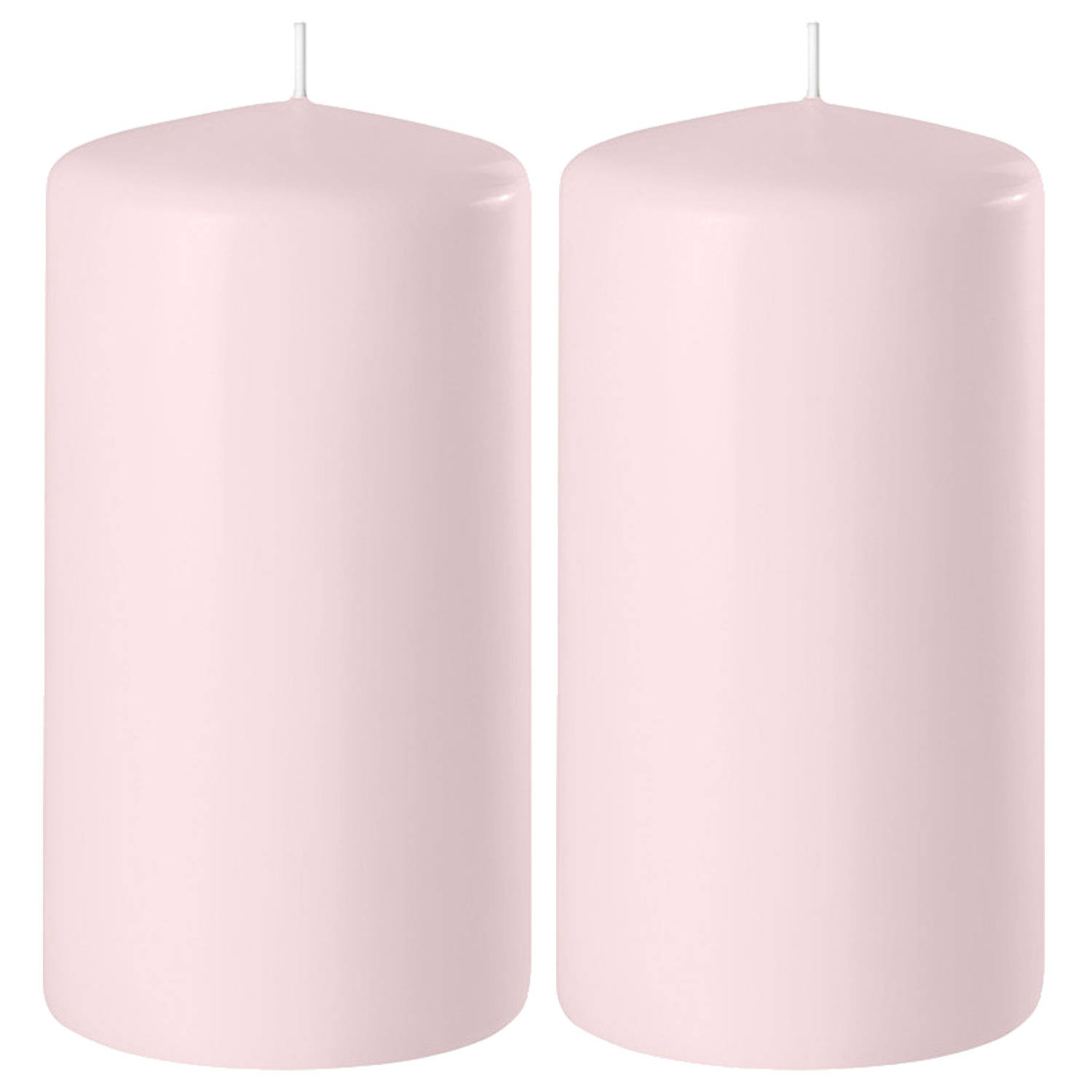 Enlightening Candles 2x Licht Cilinderkaarsen/stompkaarsen 6 X 8 Cm 27 Branduren - Geurloze Kaarsen Licht - Woondecoraties - Roze