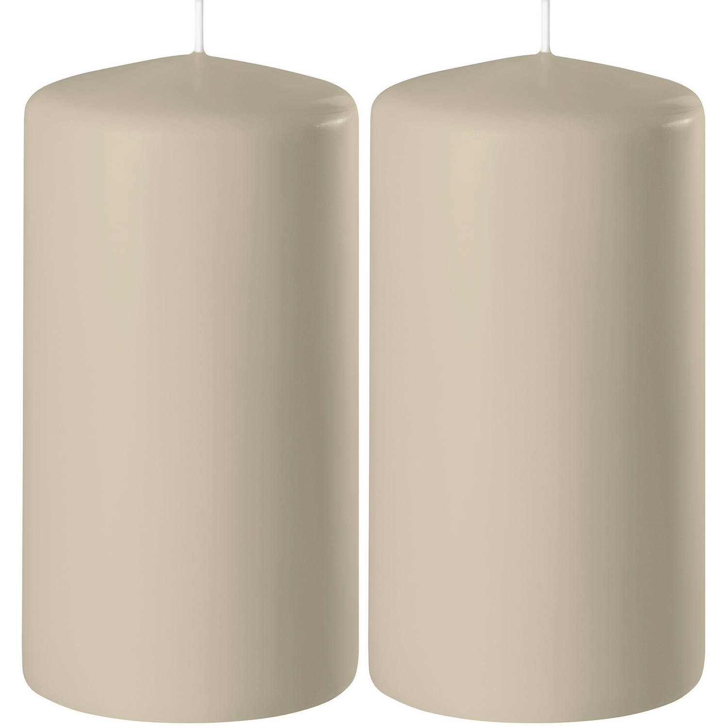 Enlightening Candles 2x Cilinderkaarsen/stompkaarsen 6 X 15 Cm 58 Branduren - Geurloze Kaarsen - Woondecoraties - Beige