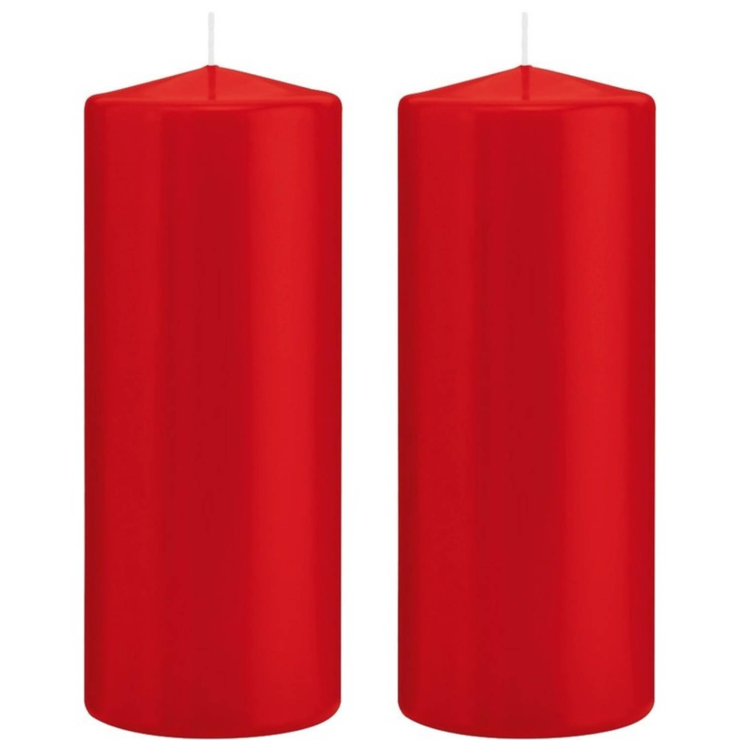 Trend Candles 2x Rode Cilinderkaarsen/stompkaarsen 8 X 20 Cm 119 Branduren - Geurloze Kaarsen - Woondecoraties - Rood