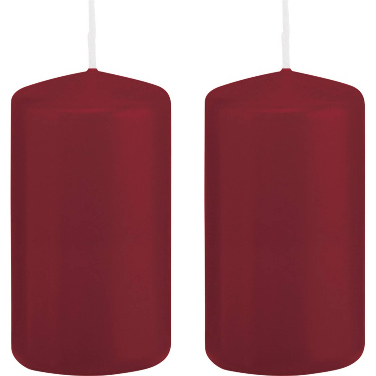 Trend Candles 2x Bordeauxrode Cilinderkaarsen/stompkaarsen 6 X 12 Cm 40 Branduren - Geurloze Kaarsen - Woondecoraties - Rood