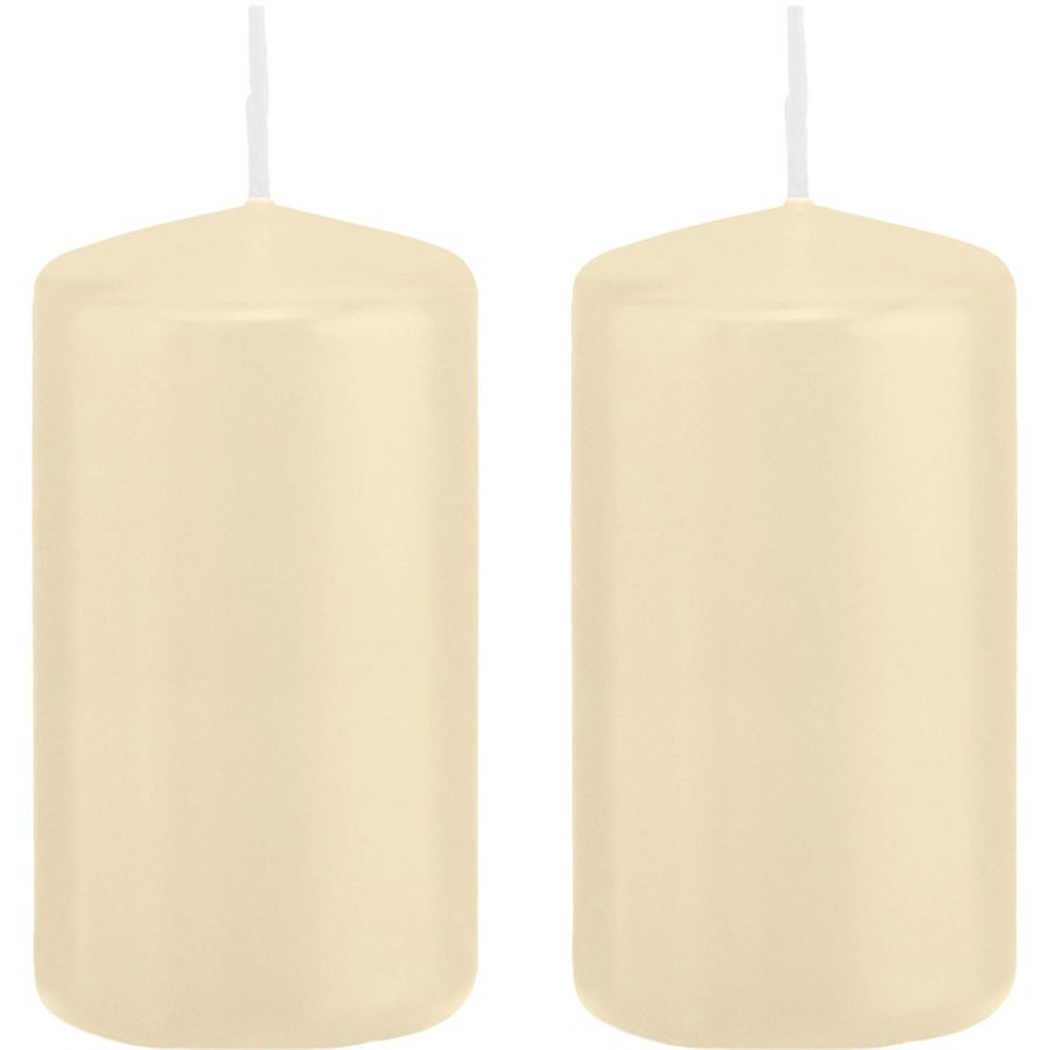 Trend Candles 2x Cremete Cilinderkaarsen/stompkaarsen 6 X 12 Cm 40 Branduren - Geurloze Kaarsen - Woondecoraties - Wit