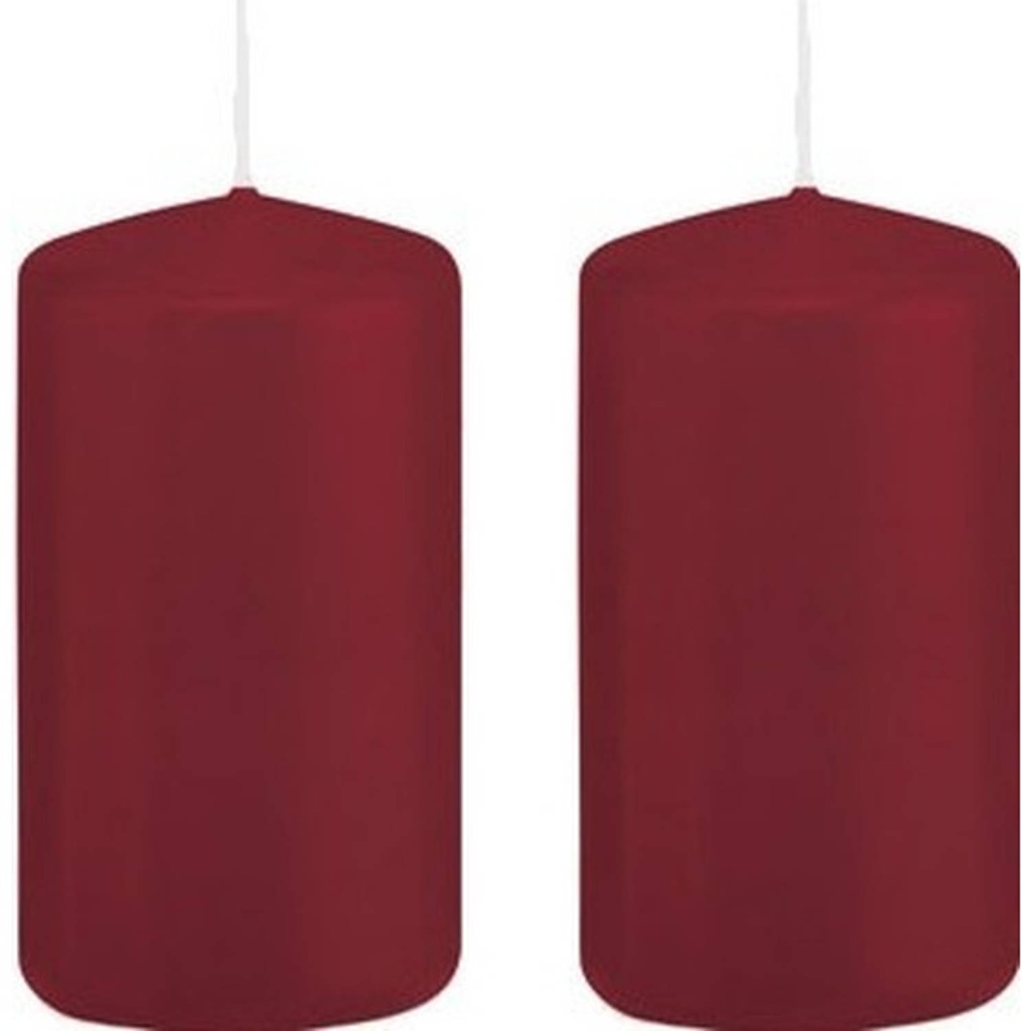 Trend Candles 2x Bordeauxrode Cilinderkaarsen/stompkaarsen 5 X 10 Cm 23 Branduren - Geurloze Kaarsen - Woondecoraties - Rood