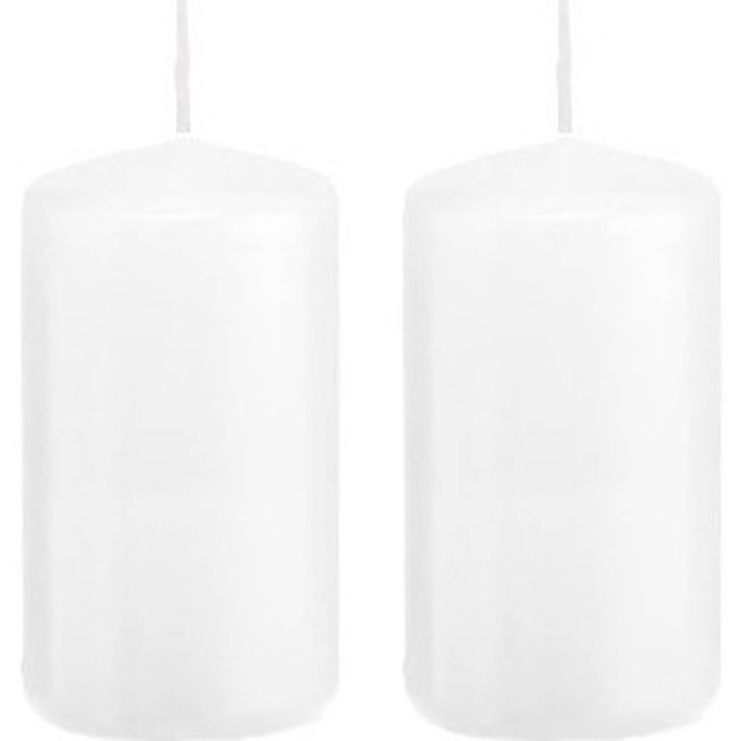 Trend Candles 2xte Cilinderkaarsen/stompkaarsen 5 X 10 Cm 23 Branduren - Geurloze Kaarsen - Woondecoraties - Wit