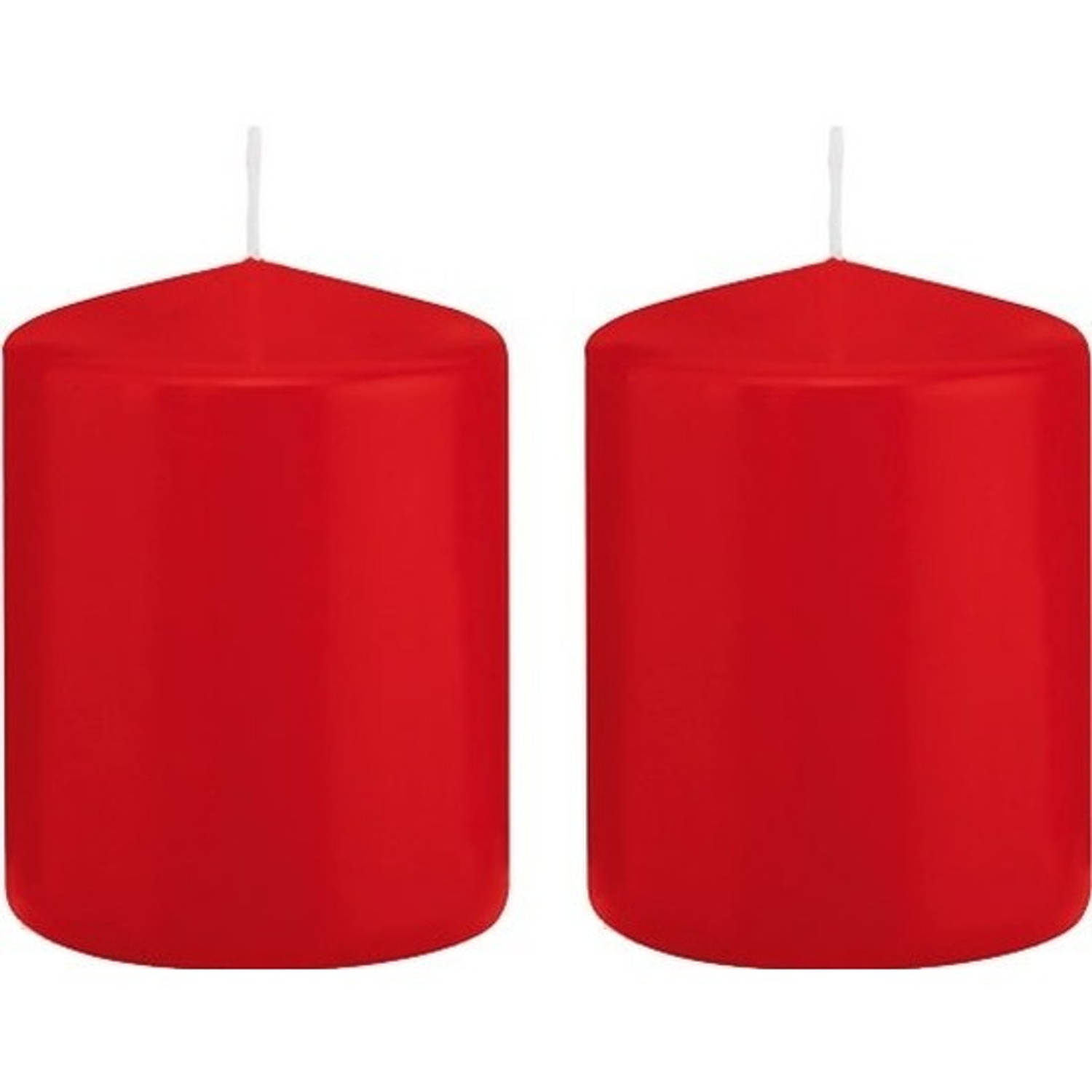 Trend Candles 2x Rode Cilinderkaarsen/stompkaarsen 6 X 8 Cm 29 Branduren - Geurloze Kaarsen - Woondecoraties - Rood