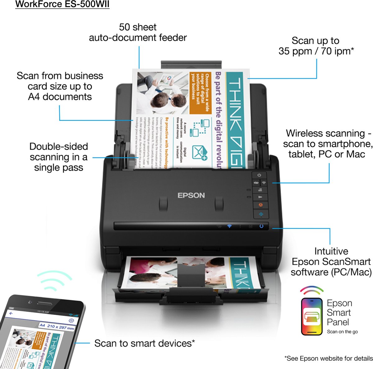 Epson WorkForce ES-500WII - Zwart