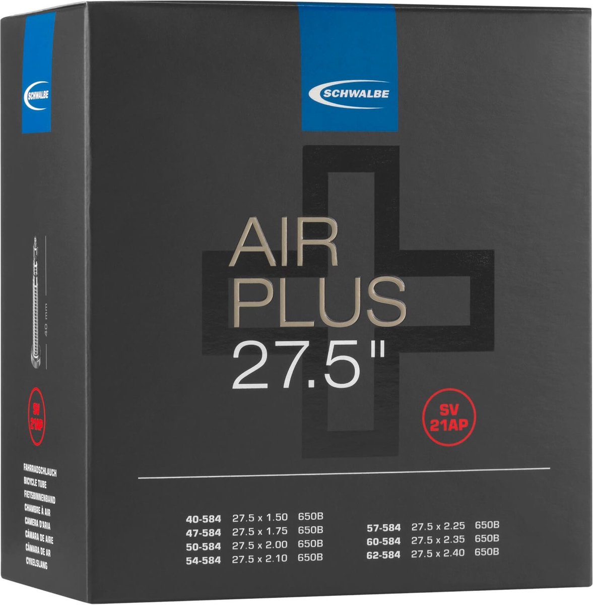 Schwalbe Binnenband 21ap 27.5 X 1.50/2.40(40/62-584) Fv 40 Mm - Zwart