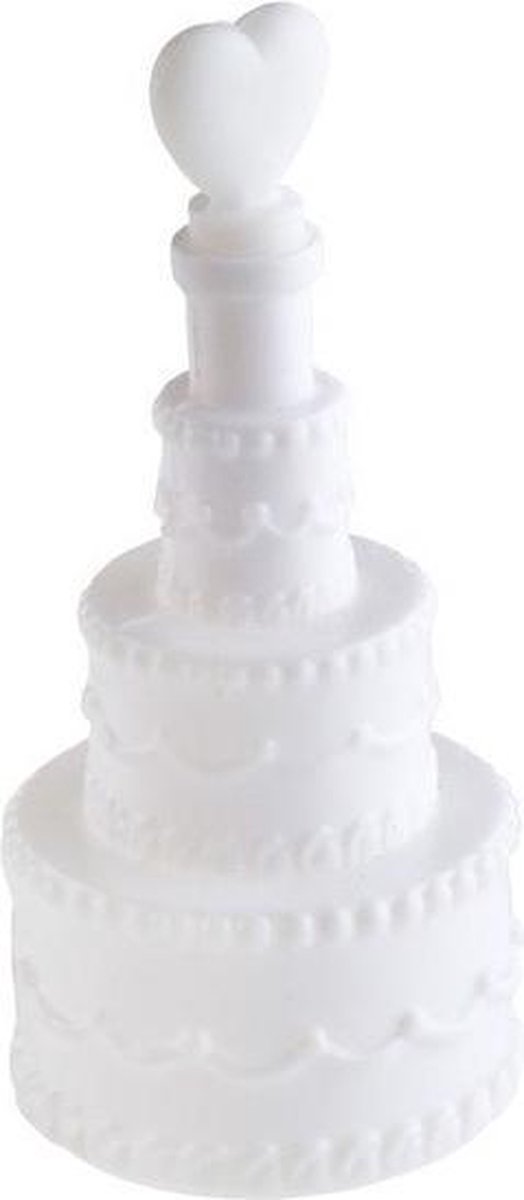 4x Bruiloft Bellenblaas Taart Met Hart 3 X 7,5 Cm - Bellenblazen - Trouwerij/huwelijk - Bruiloftsgasten Feestartikelen - Wit