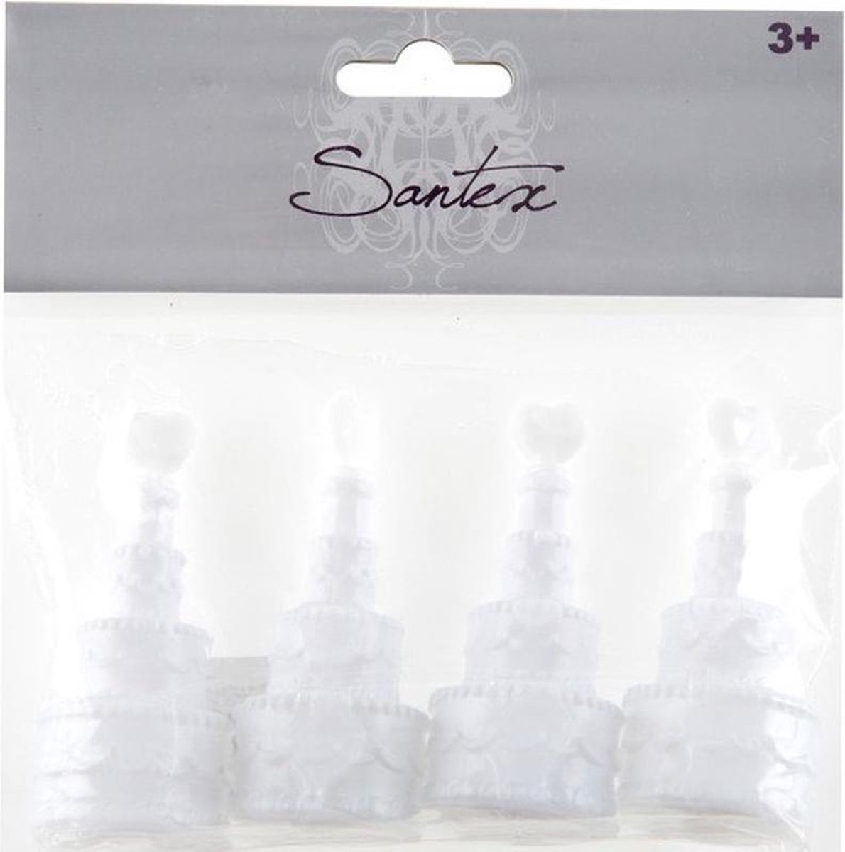 4x Bruiloft Bellenblaas Taart Met Hart 3 X 7,5 Cm - Bellenblazen - Trouwerij/huwelijk - Bruiloftsgasten Feestartikelen - Wit