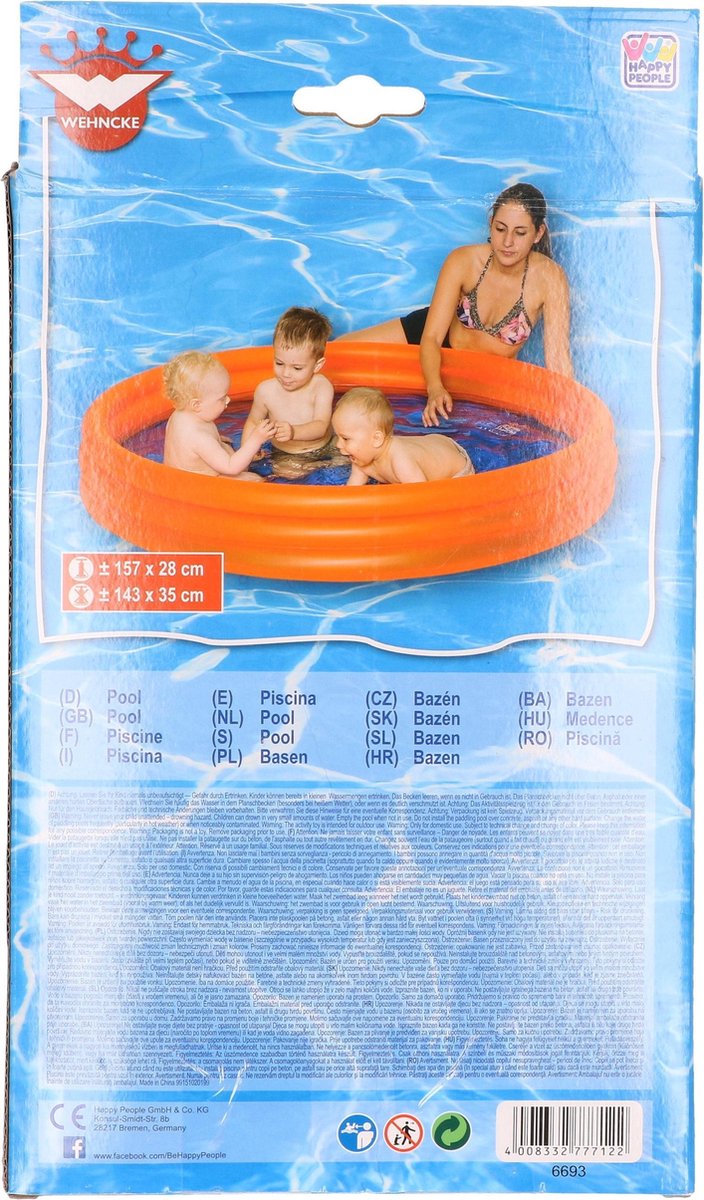 Opblaasbaar Zwembad 157 X 28 Cm Speelgoed - Rond Zwembadje - Pierenbadje - Buitenspeelgoed Voor Kinderen - Oranje