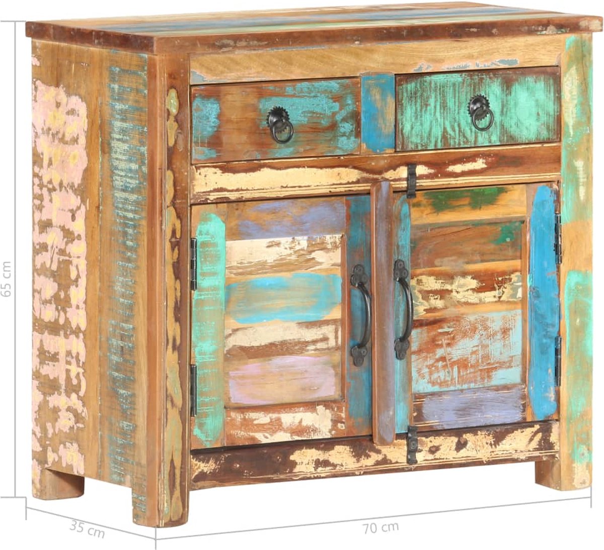 Vidaxl Dressoir 70x35x65 Cm Massief Gerecycled Hout