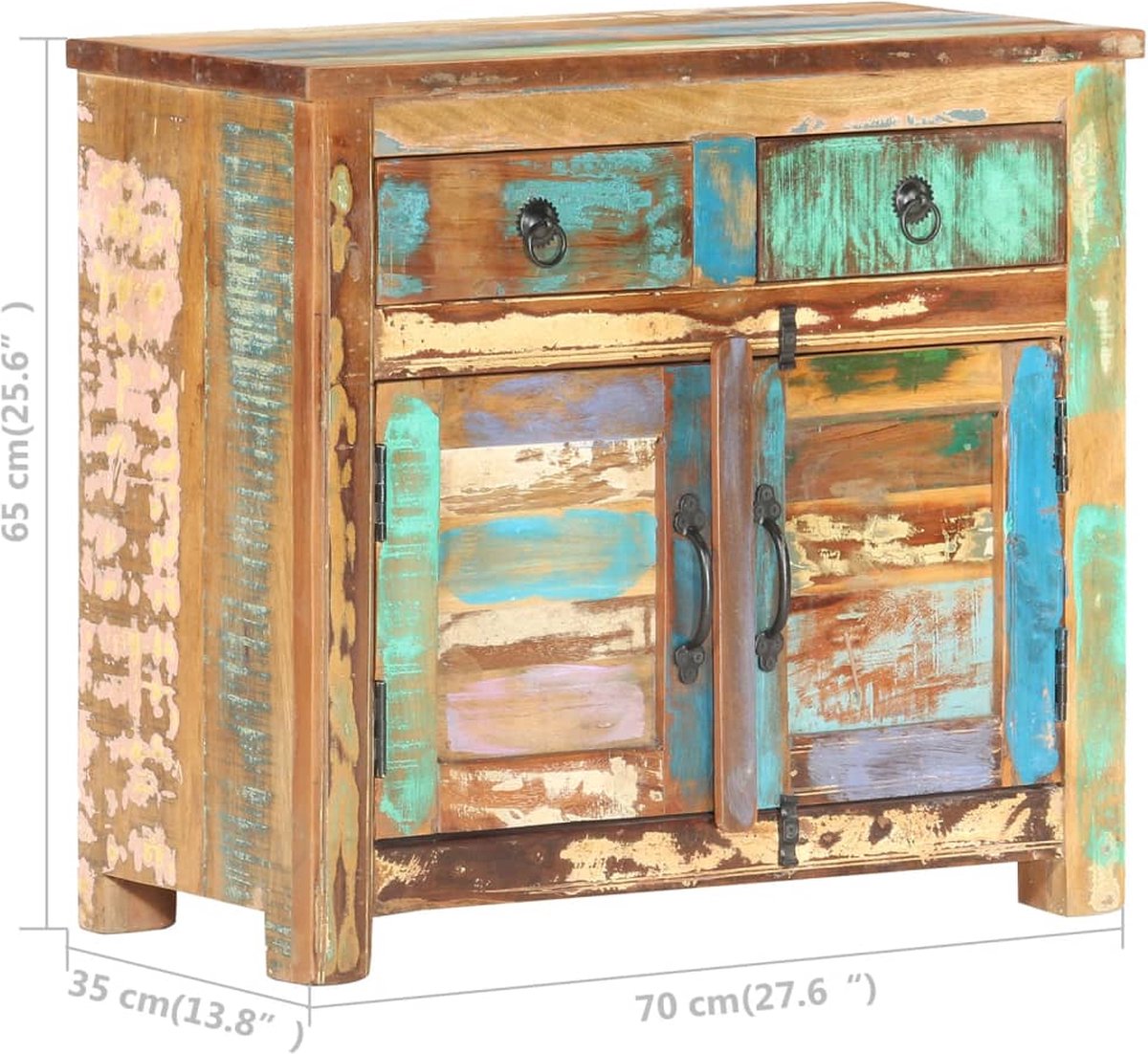 Vidaxl Dressoir 70x35x65 Cm Massief Gerecycled Hout