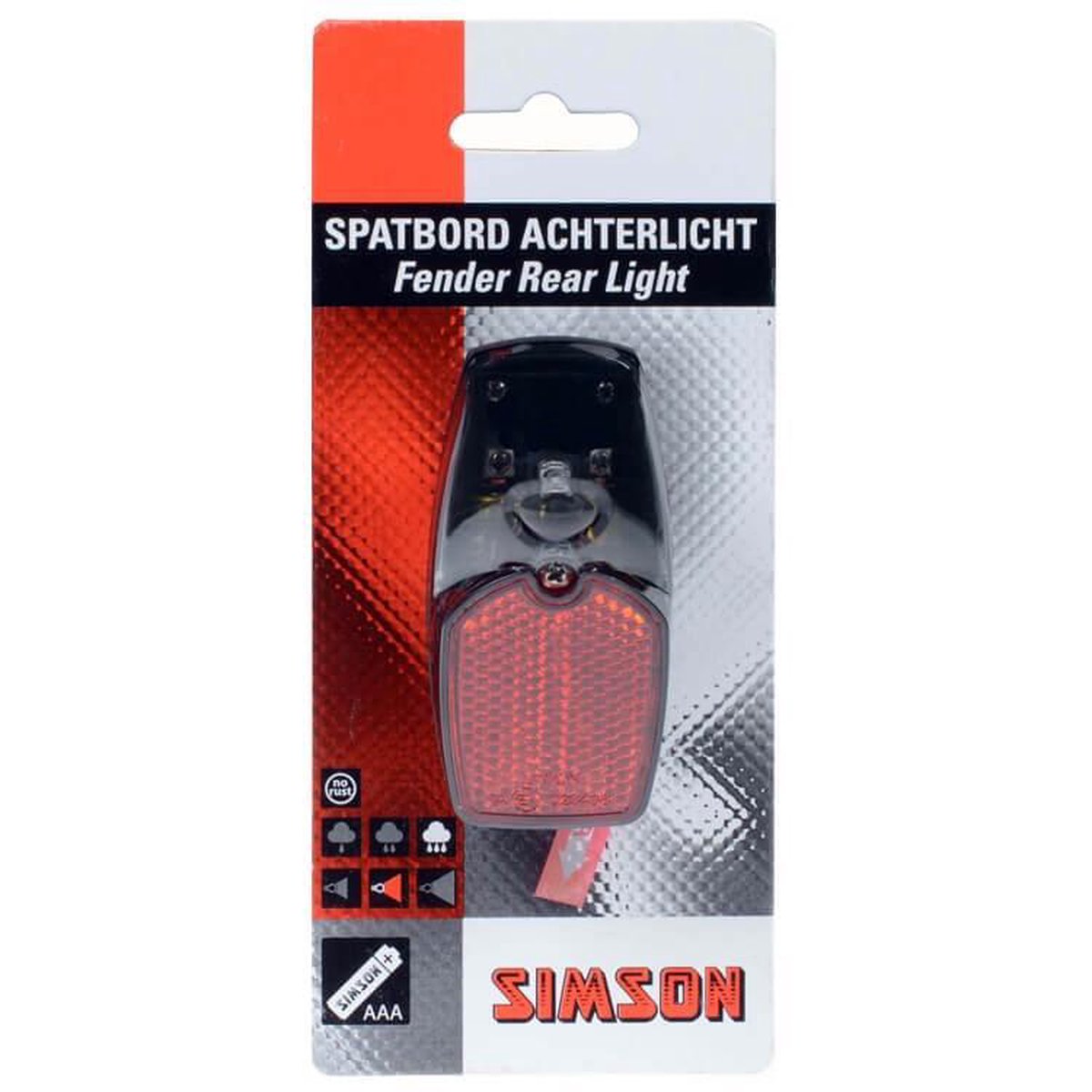 Simson Batterij Spatbord achterlicht LED - Rood