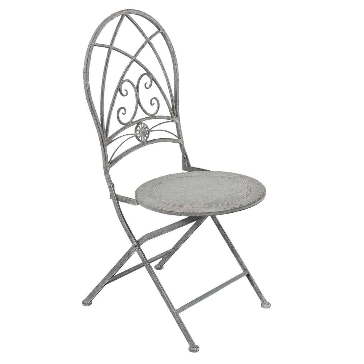 Clayre & Eef Tafel + 2 Stoelen Ø 70x76 Cm / 42x54x93 Cm (2) - Grijs