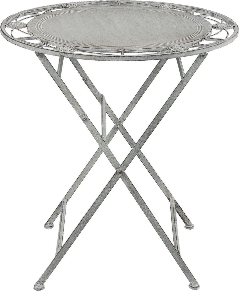 Clayre & Eef Tafel + 2 Stoelen Ø 70x76 Cm / 42x54x93 Cm (2) - Grijs