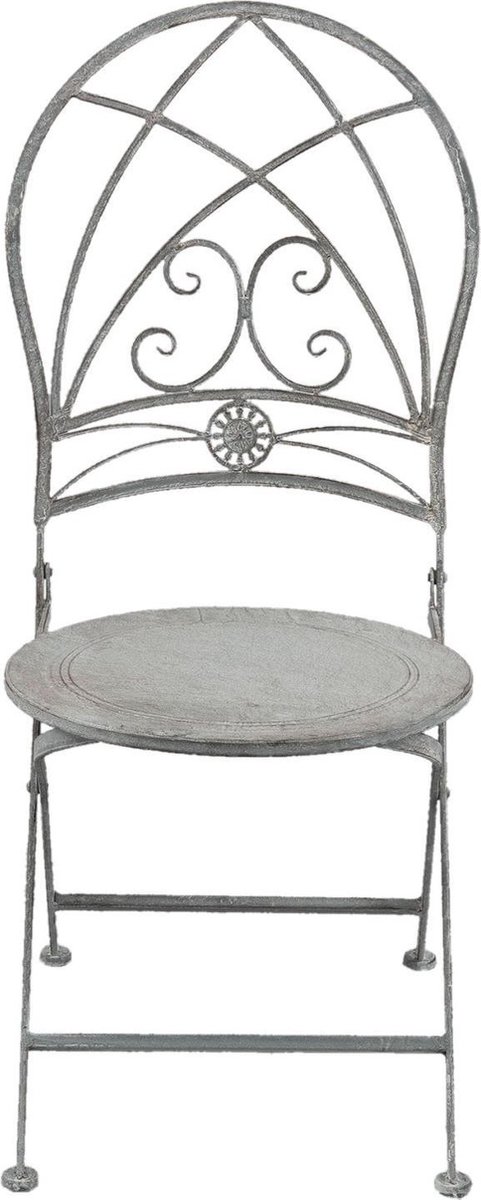 Clayre & Eef Tafel + 2 Stoelen Ø 70x76 Cm / 42x54x93 Cm (2) - Grijs
