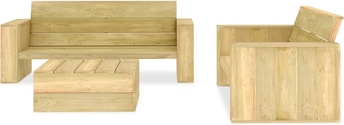 Vidaxl 3-delige Loungeset Geïmpregneerd Grenenhout - Bruin