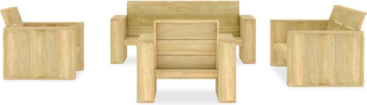 Vidaxl 5-delige Loungeset Geïmpregneerd Grenenhout - Bruin