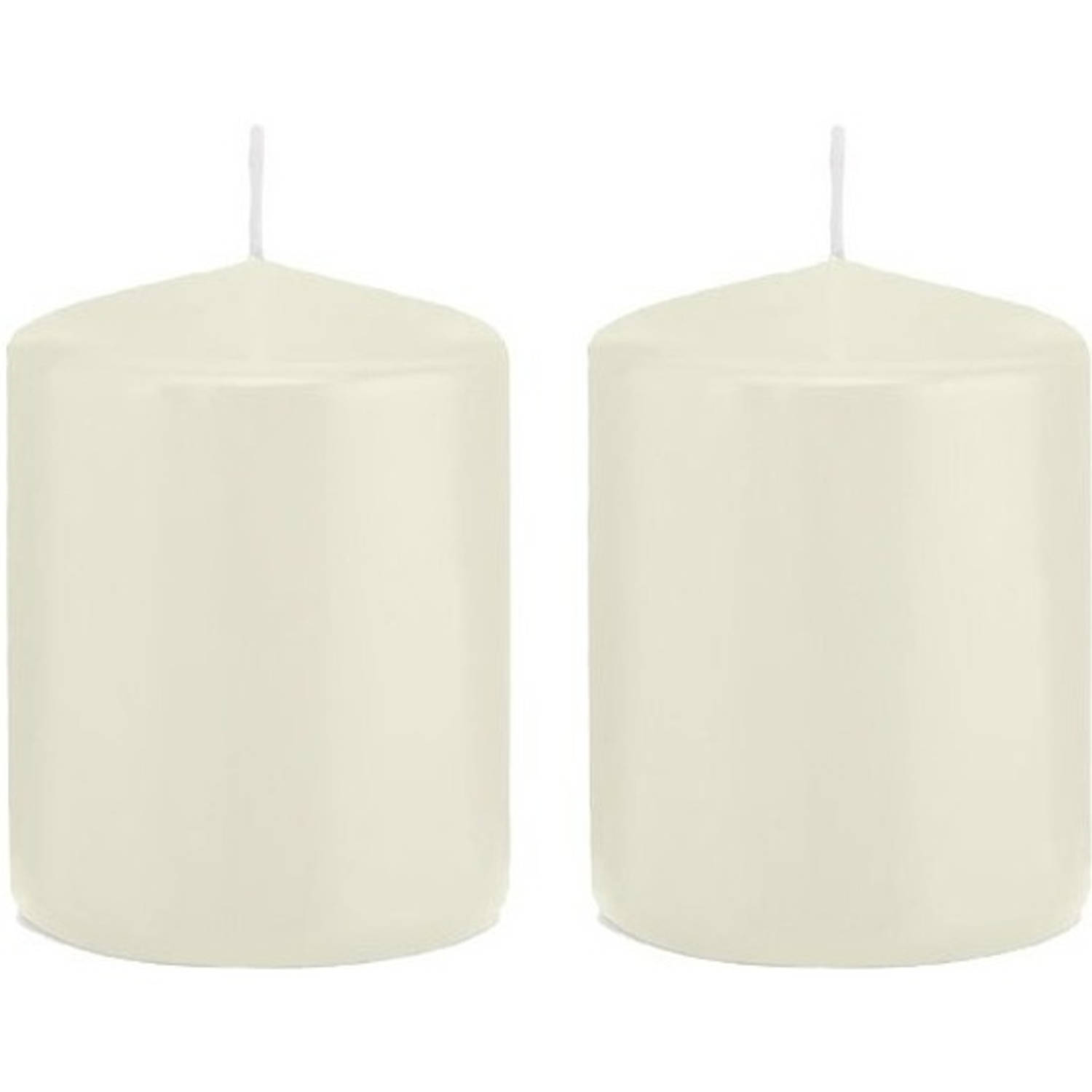 Trend Candles 2x Ivoorte Cilinderkaars/stompkaars 6 X 8 Cm 29 Branduren - Geurloze Kaarsen - Woondecoraties - Wit