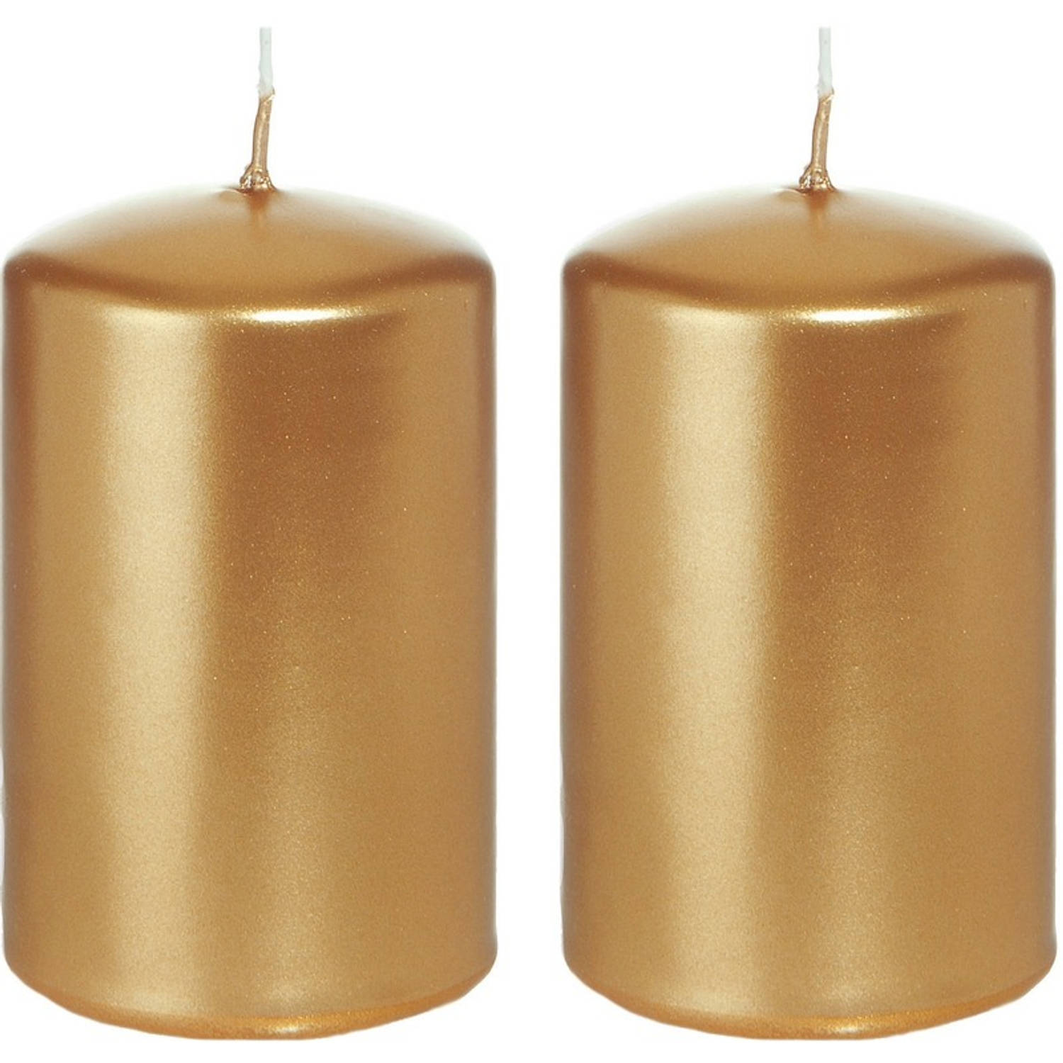 Trend Candles 2xen Cilinderkaarsen/stompkaarsen 5 X 8 Cm 18 Branduren - Geurlozekleurige Kaarsen - Woondecoraties - Goud