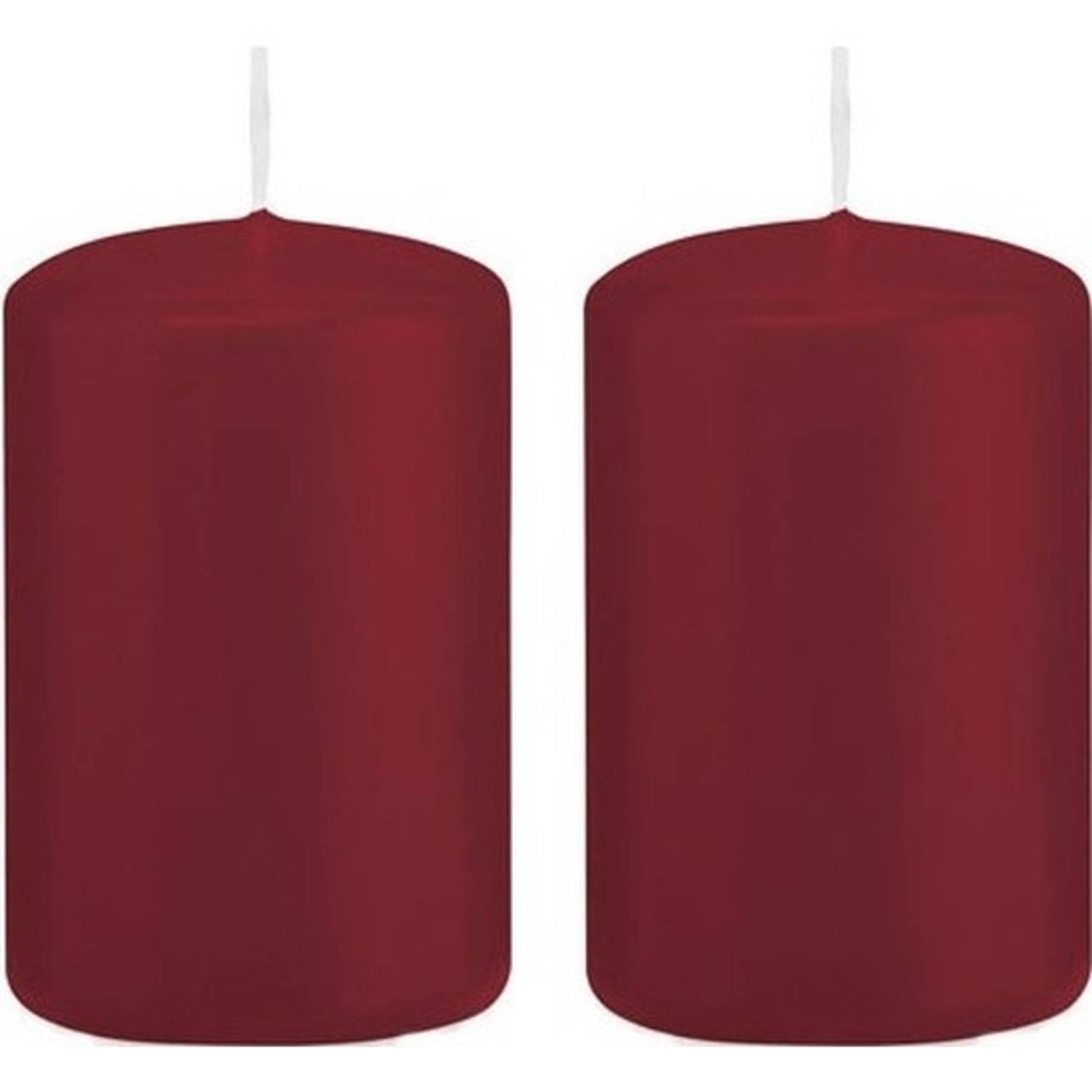 Trend Candles 2x Bordeauxrode Cilinderkaarsen/stompkaarsen 5 X 8 Cm 18 Branduren - Geurloze Kaarsen - Woondecoraties - Rood