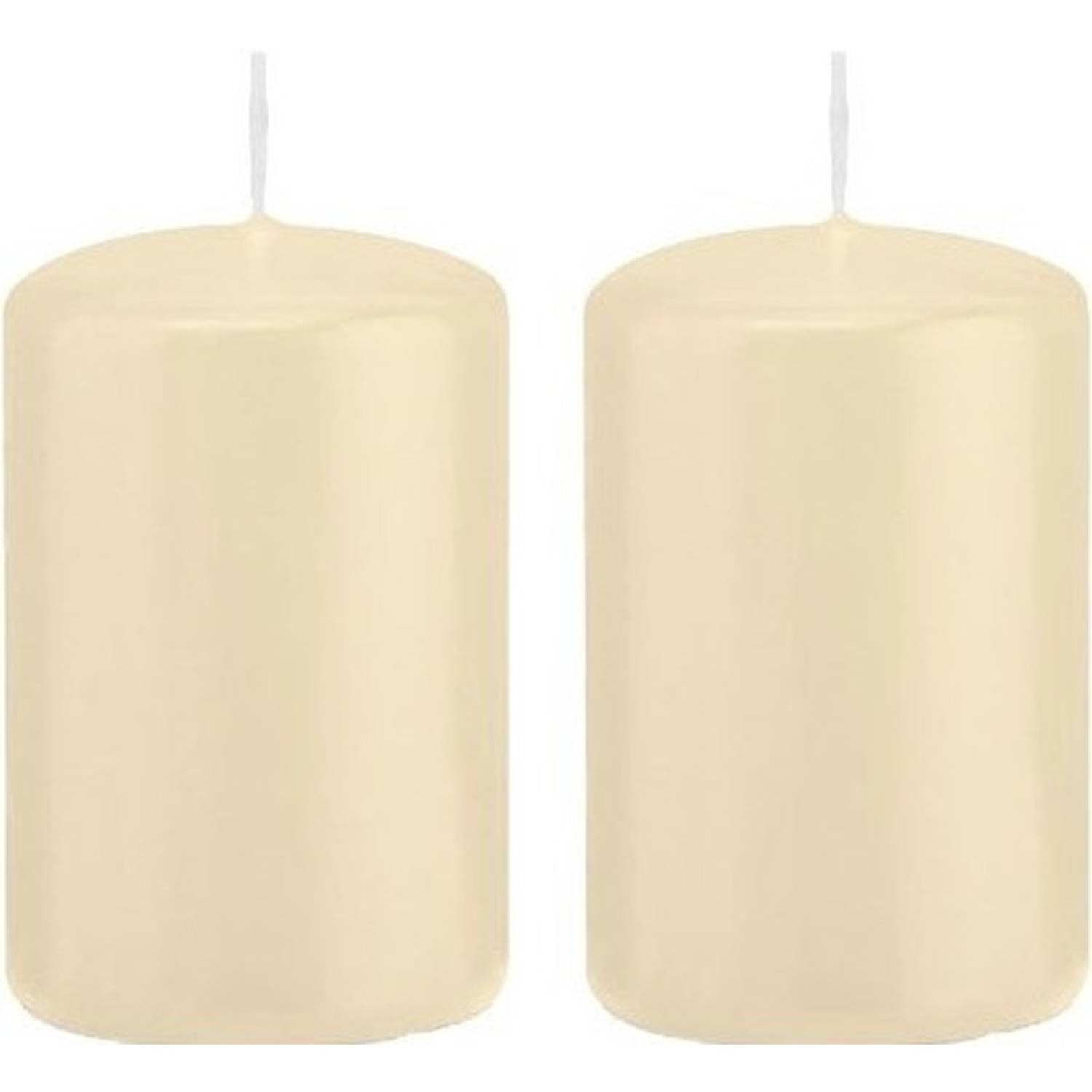 Trend Candles 2x Cremete Cilinderkaarsen/stompkaarsen 5 X 8 Cm 18 Branduren - Geurloze Kaarsen - Woondecoraties - Wit