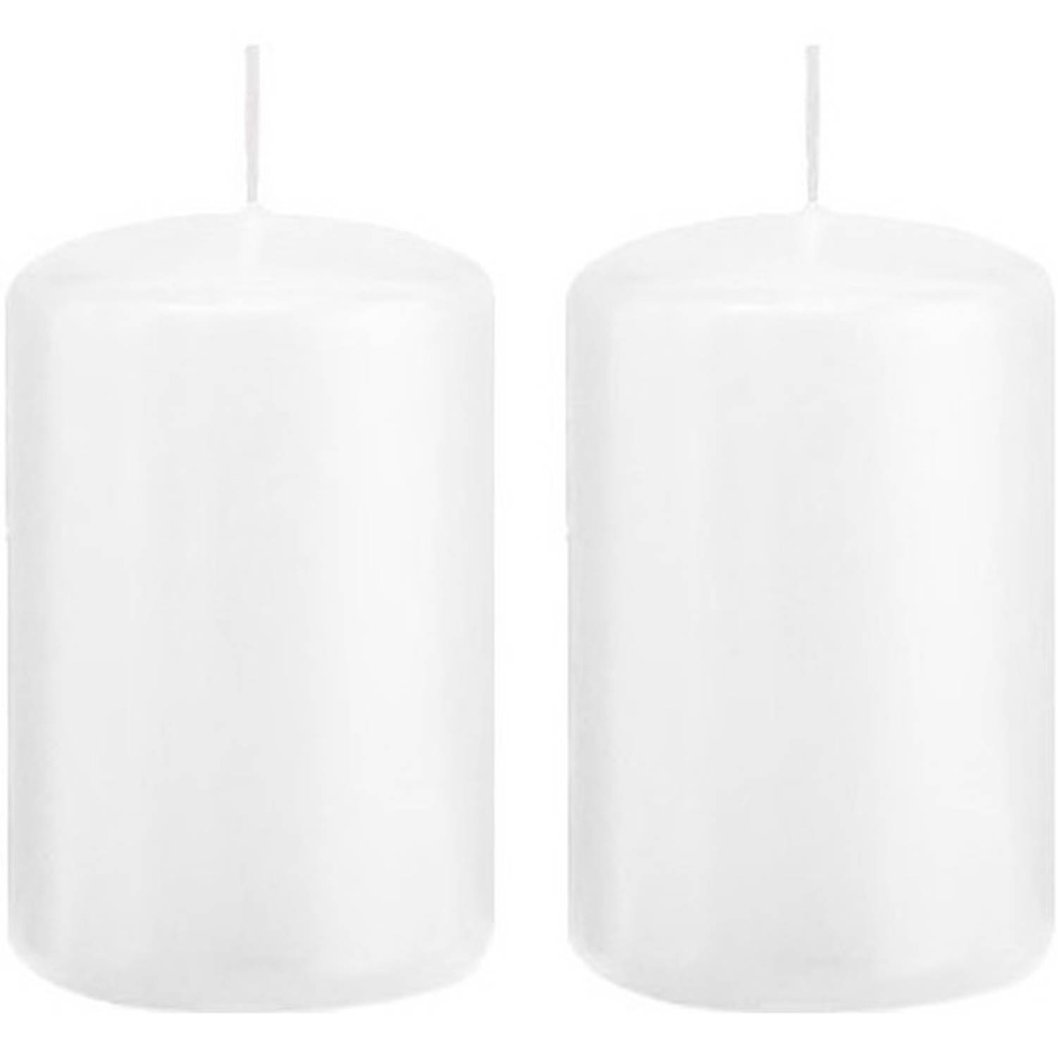 Trend Candles 2xte Cilinderkaarsen/stompkaarsen 5 X 8 Cm 18 Branduren - Geurloze Kaarsen - Woondecoraties - Wit