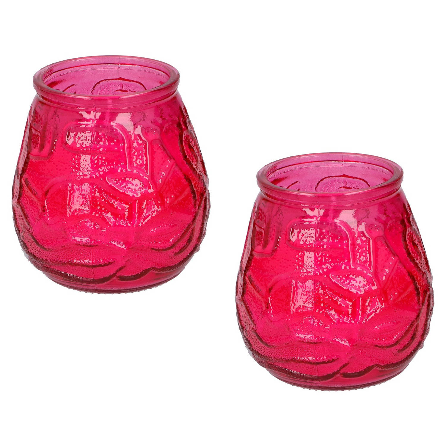 Arti Casa Set Van 4x Stuks Citronella Lowboy Tuin Kaarsen In Glas 10 Cm - Anti Muggen/insecten Artikelen - Rood