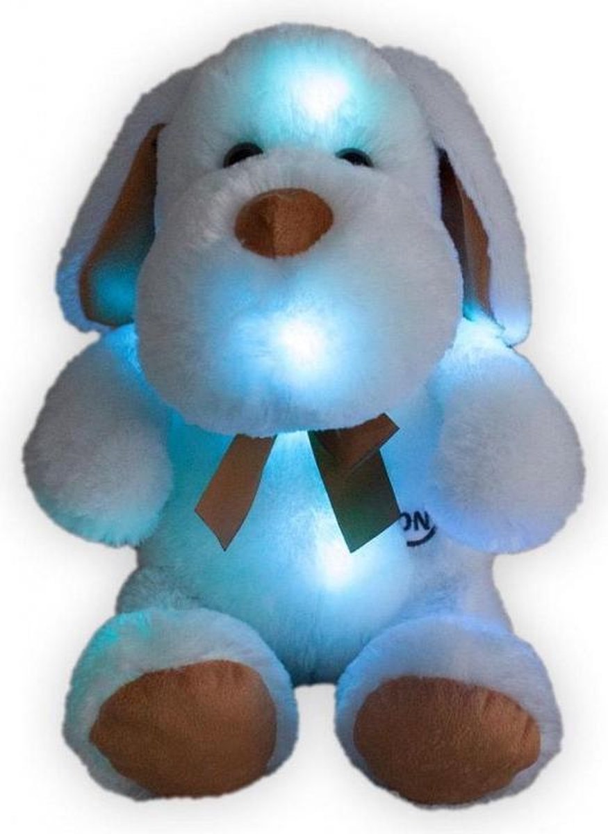 Top1Toys Sunkid Knuffel Hond Met Ledlampjes Hond 30cm - Bruin