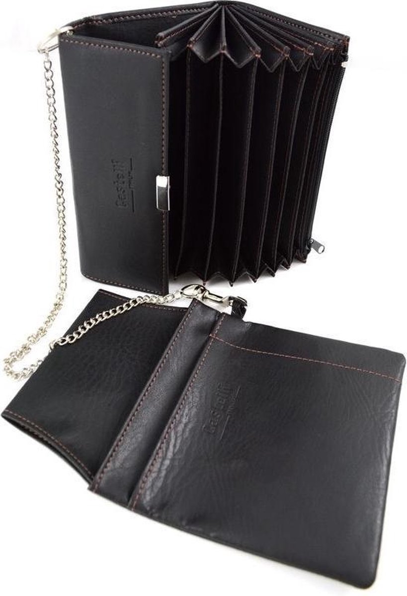 Kelner Portemonnee Met Holster 18 X 10 Cm - Pu Leer - Horeca Benodigdheden - Horeca Portefeuille/beurs - Zwart