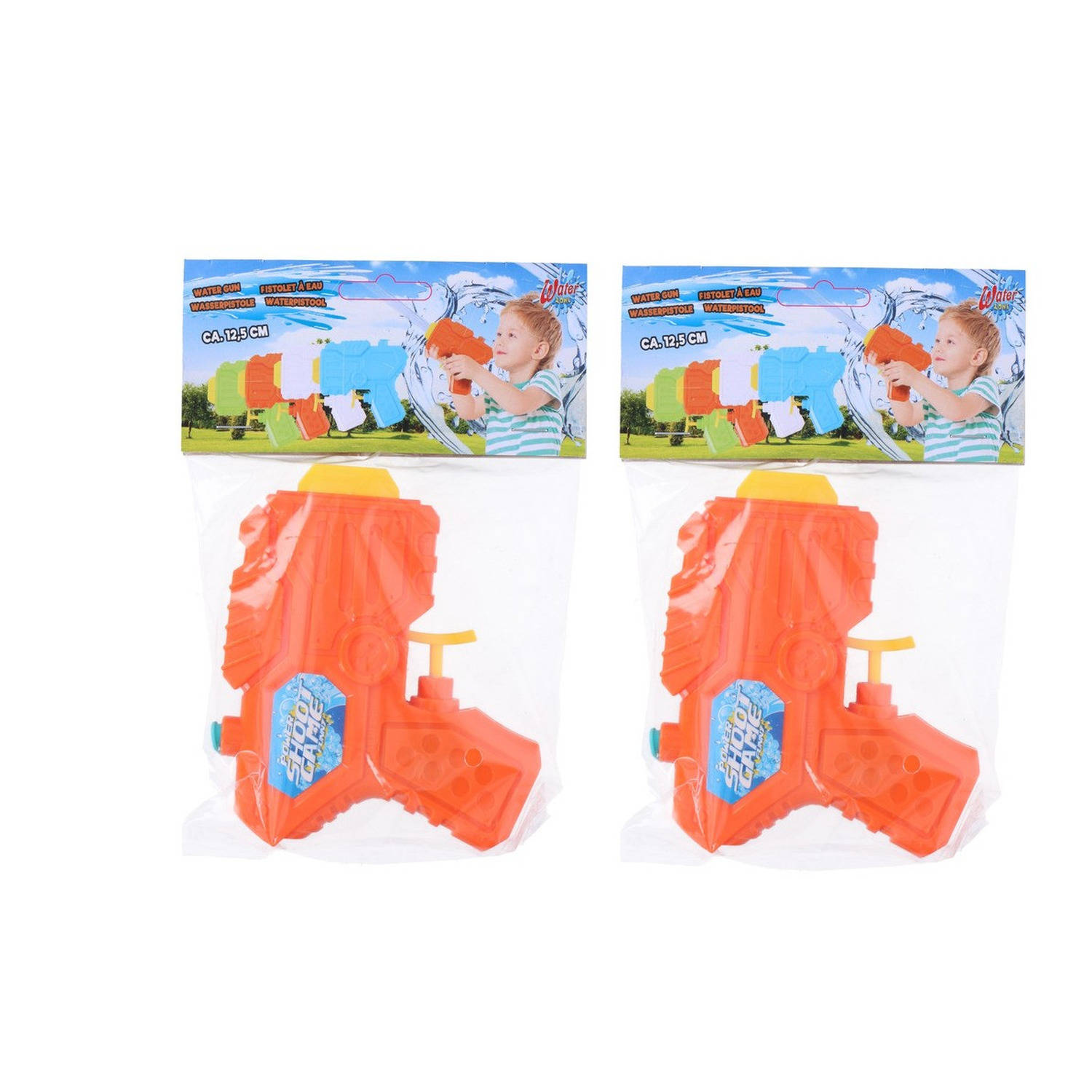 2x Waterpistolen/waterpistool Klein Van 12 Cm Kinderspeelgoed - Waterspeelgoed Van Kunststof - Oranje