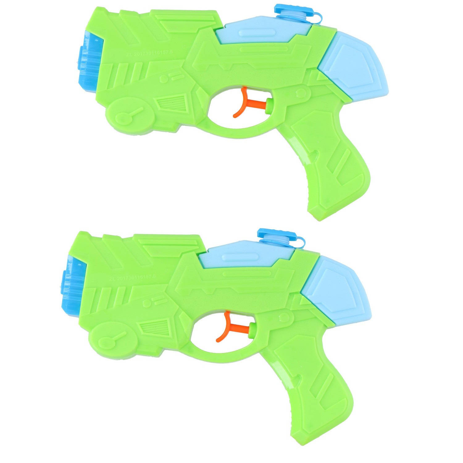 2x Stuks Waterpistolen/waterpistool Van 19 Cm Kinderspeelgoed - Waterspeelgoed Van Kunststof - Watertank Van 30 Ml - Groen