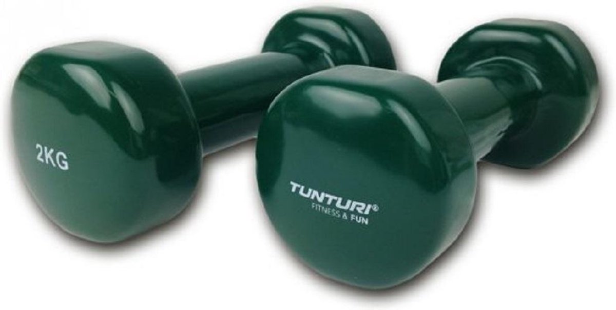 Tunturi Vinyl Dumbbells 2x 2 kg Green - Groen