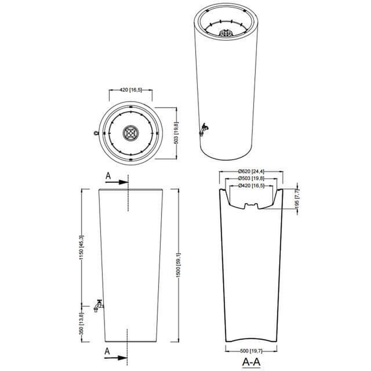 Garantia 2in1 ton NATURE 350 ltr sahara - Bruin