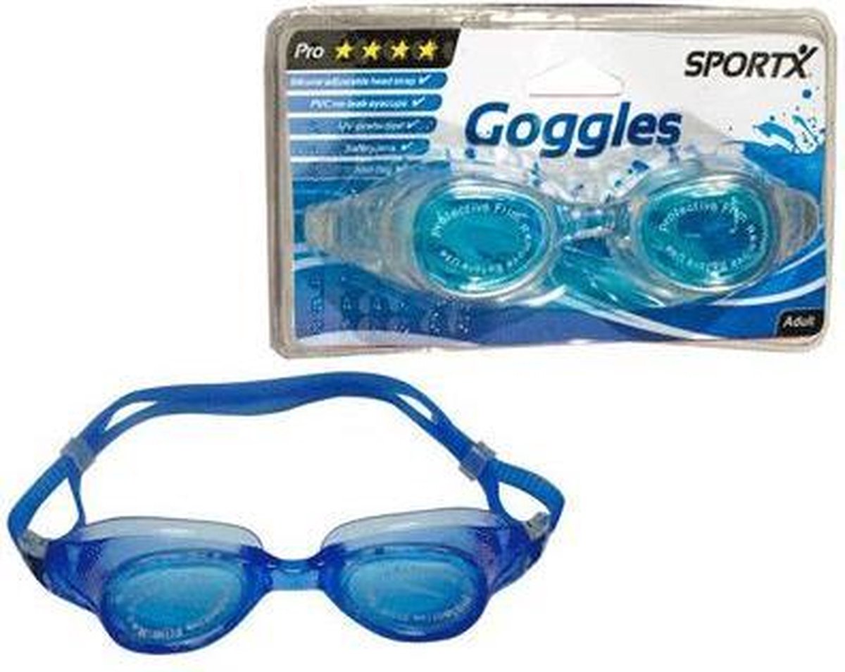 Sportx Donkere Anti Chloor Zwembril Voor Volwassenen - Blauw