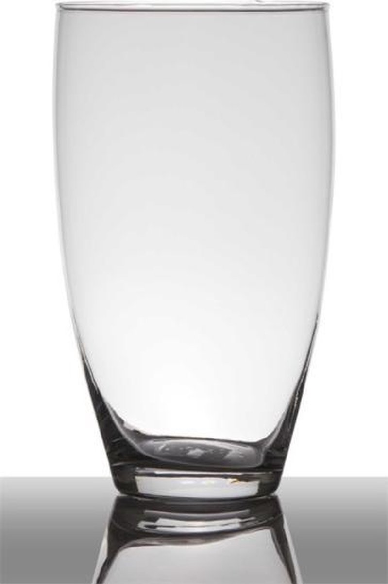 Bellatio Design Transparante Home-basics Vaas/vazen Van Glas 25 X 14 Cm - Bloemen/takken/boeketten Vaas Voor Binnen Gebruik
