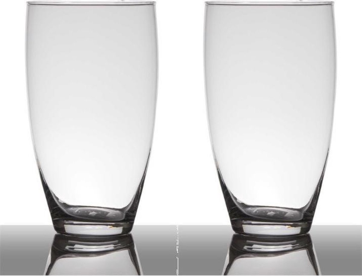 Bellatio Design Transparante Home-basics Vaas/vazen Van Glas 25 X 14 Cm - Bloemen/takken/boeketten Vaas Voor Binnen Gebruik