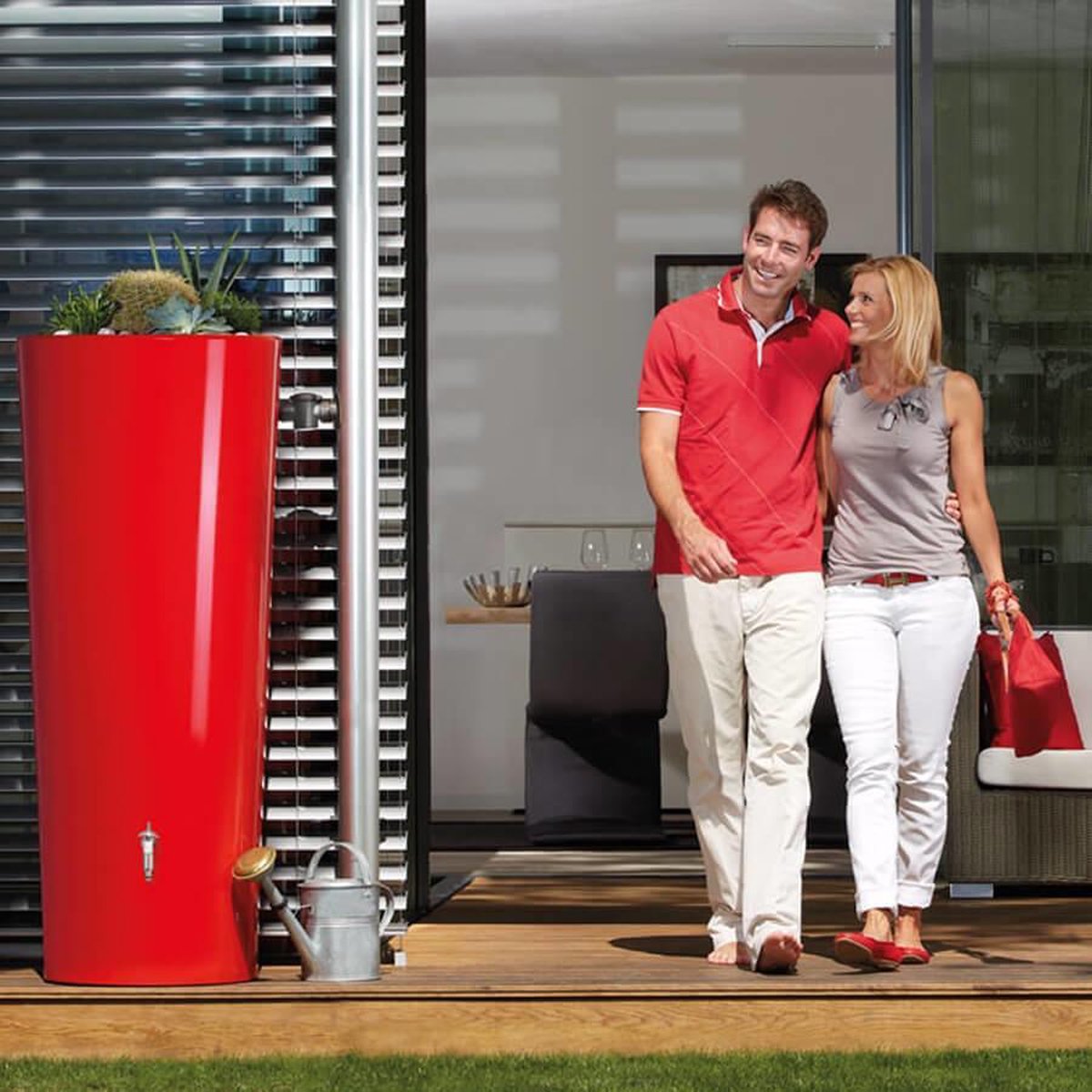 Garantia 2in1 regenton 350 ltr tomato/ - Rood