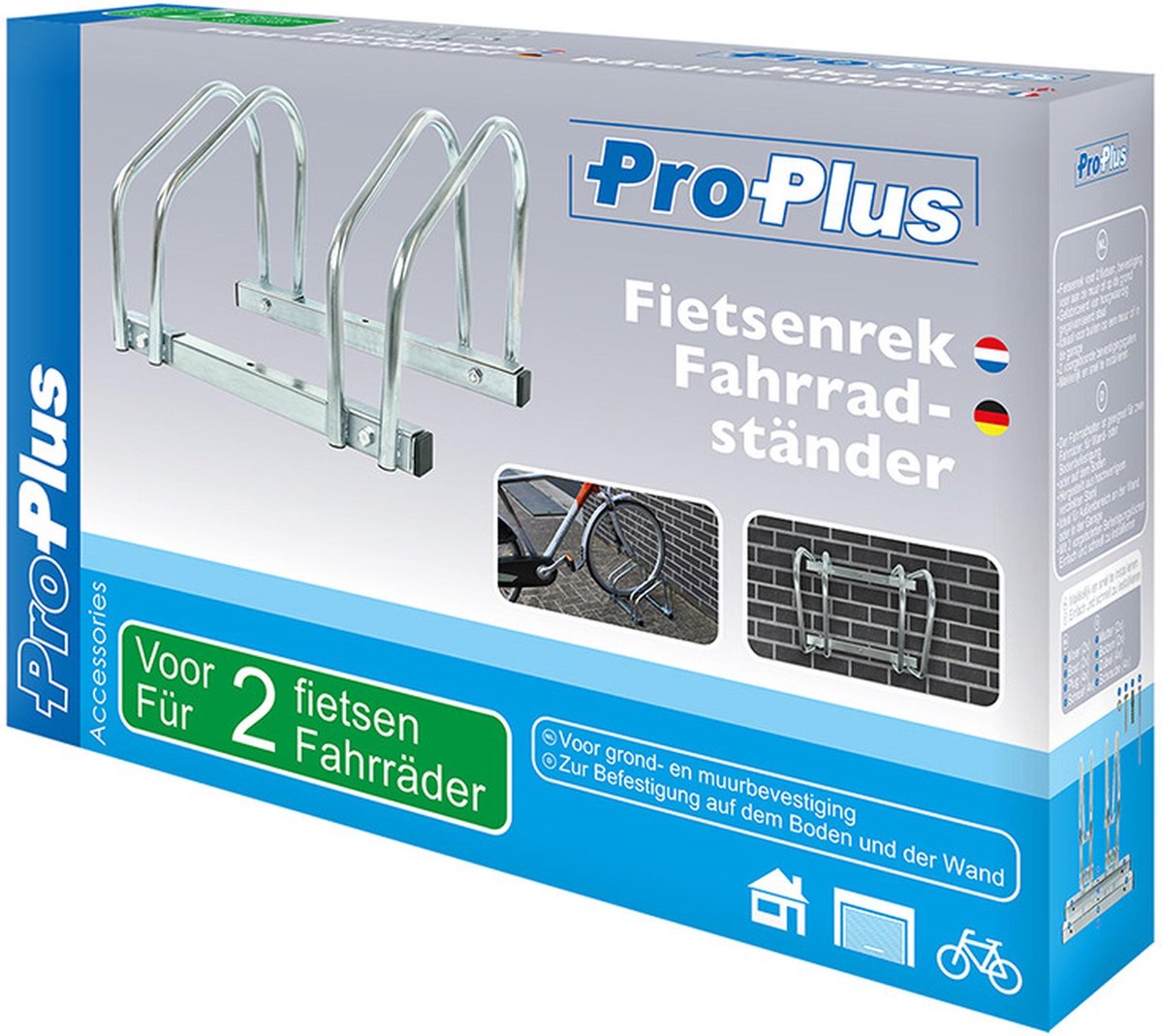 PROPLUS Fietsenrek / Standaard Voor 2x Fietsen - Fietsenrekken Voor Thuis - 42 X 29 X 40 Cm - Silver
