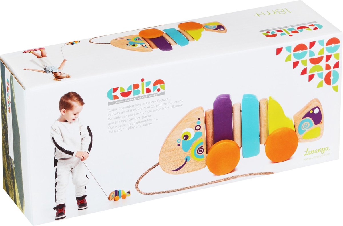 Cubika Houten Trekfiguur Vis