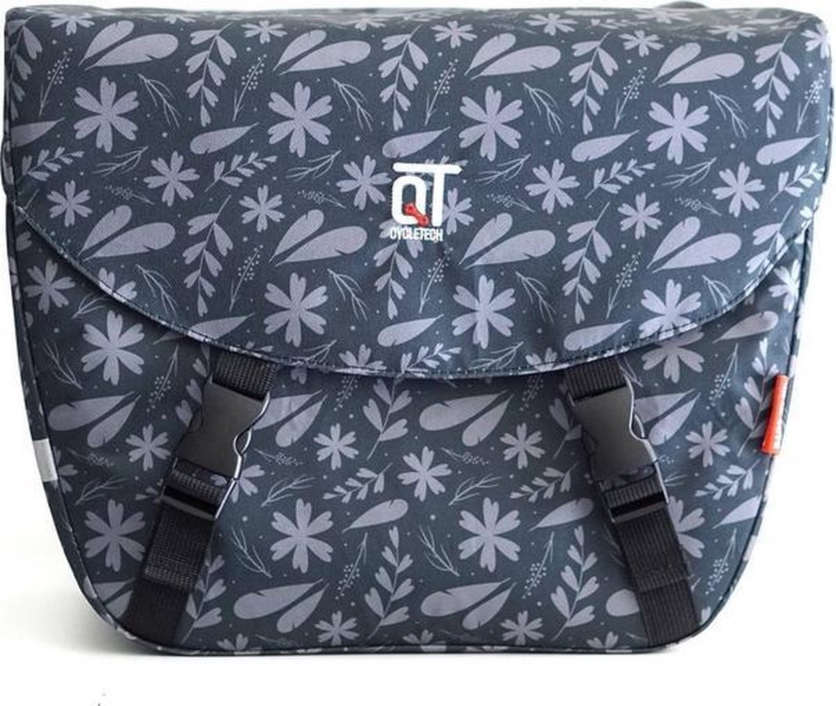 QT Cycletech Fietstas Dubbel Flora 2x 19 Liter 38 Cm - Grijs