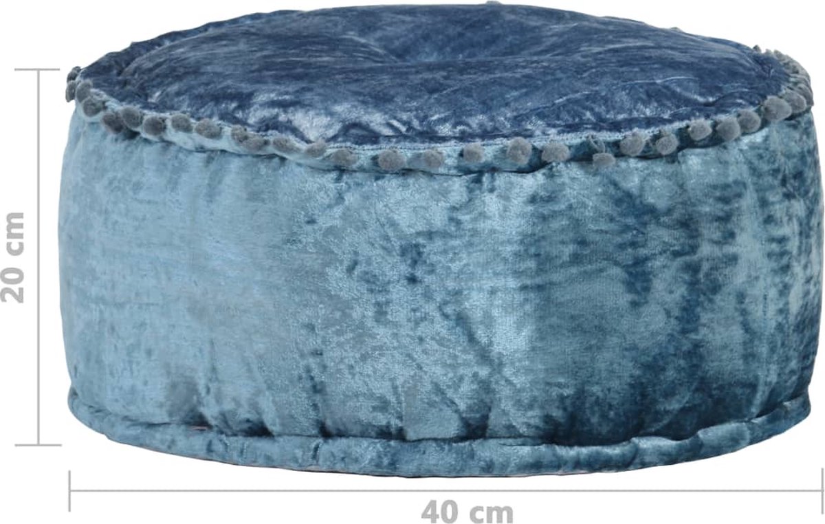 Vidaxl Poef Rond 40x20 Cm Fluweel - Blauw