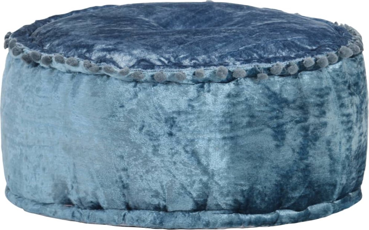 Vidaxl Poef Rond 40x20 Cm Fluweel - Blauw