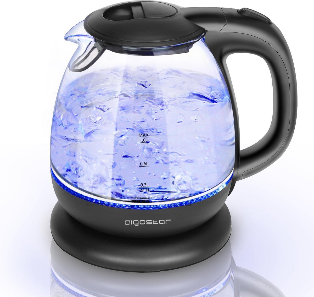 Aigostar Elfin 30iax - Glazen Waterkoker Met Led 1l - Negro