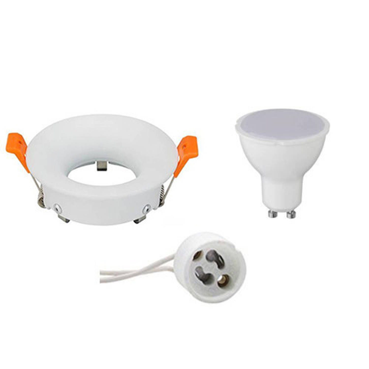 BES LED Led Spot Set - Gu10 Fitting - Inbouw Rond - Mat - 4w - Warm 3000k - Ø85mm - Wit