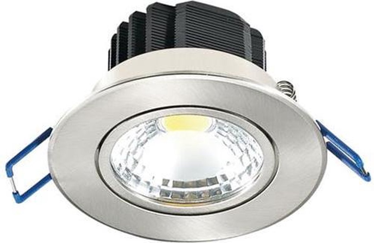 BES LED Led Spot - Inbouwspot - Lila - 5w - Helder/koud 6400k - Rond - Mat Chroom - Aluminium - Kantelbaar - Ø83mm - Wit